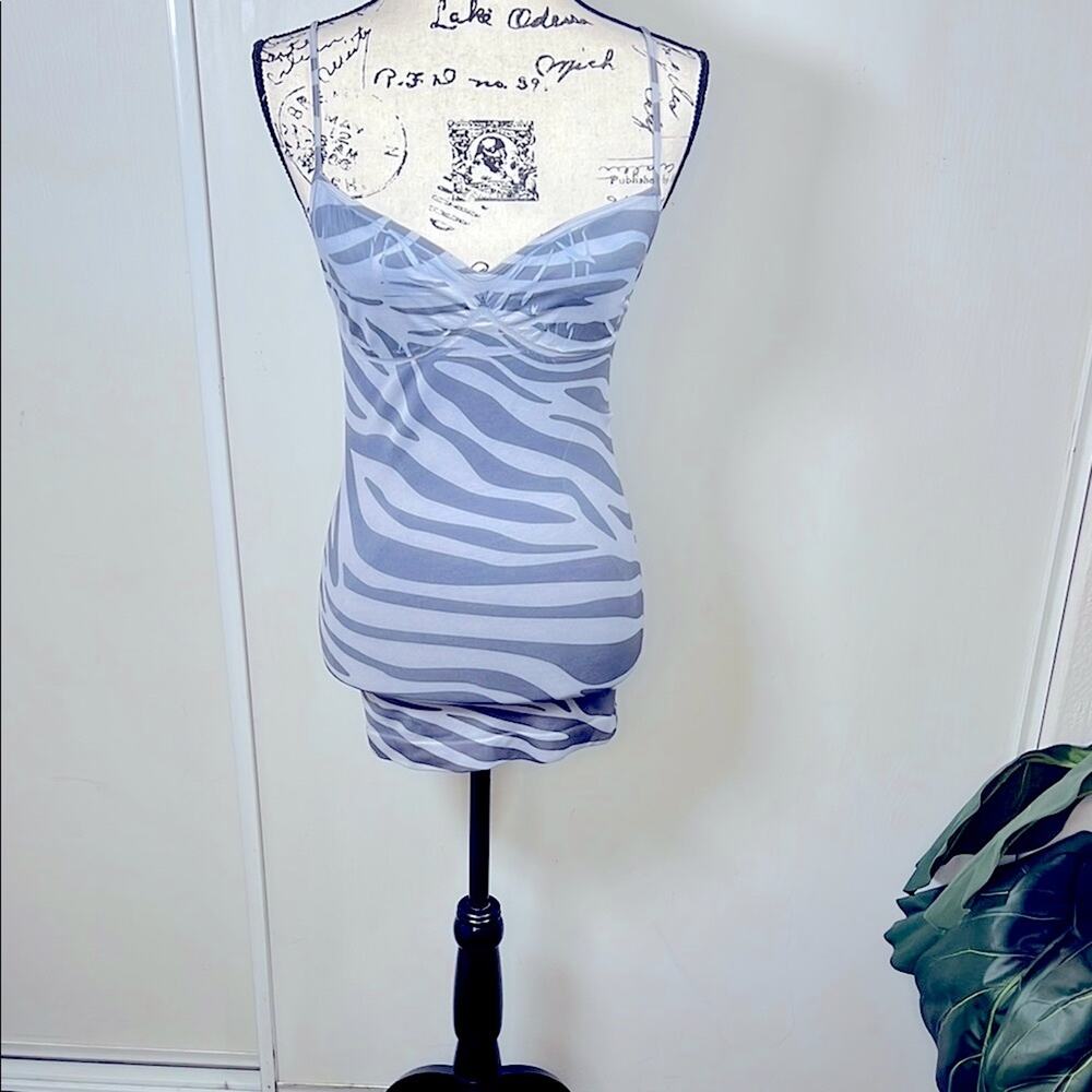 Vintage Arden B Zebra Print Fitted Tunic Top size M/L